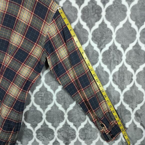 Patagonia Shirt Womens 6 Navy Red Plaid Fjord Flannel Henley Organic Cotton - Picture 9 of 11